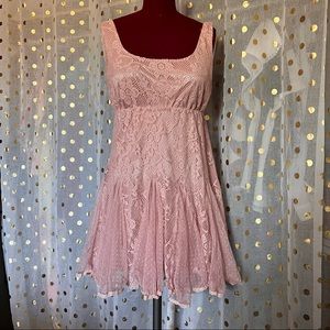 Blush pink babydoll lace dress